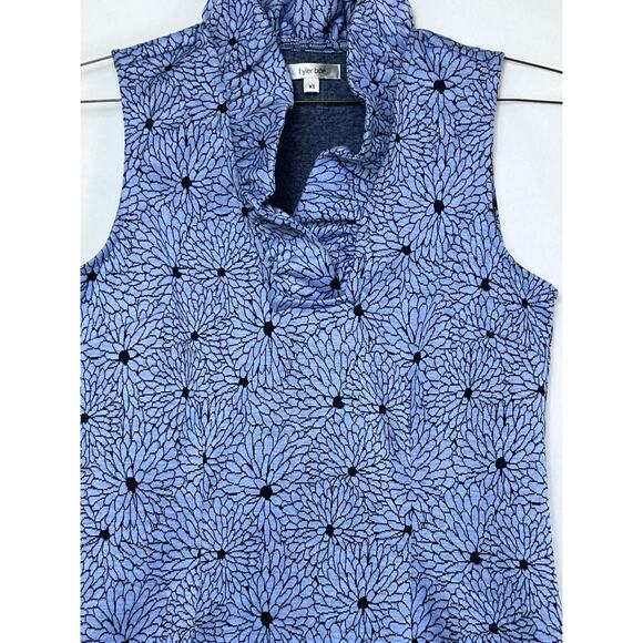 Tyler Boe Womens XS Blue/Black Floral Print Sleevless Shift Vacation Dress - Picture 7 of 8